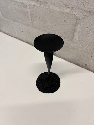 Twisted Stem Black Metal Candle Holder – side view