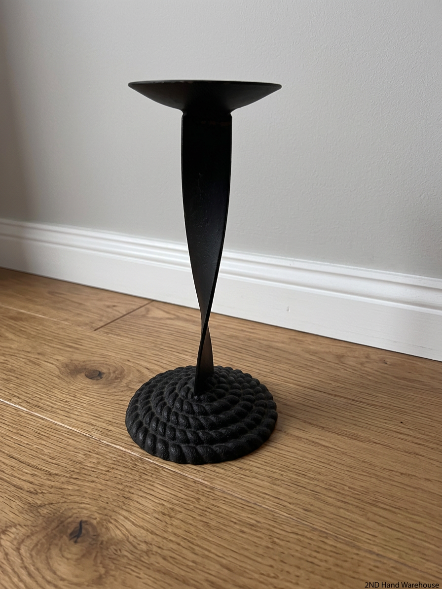 Twisted Stem Black Metal Candle Holder – styled product image