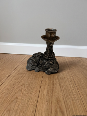 Elephant Motif Metal Taper Candle Holder — Good Working Order – styled product image
