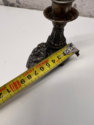 Elephant Motif Metal Taper Candle Holder — Good Working Order – width measurement