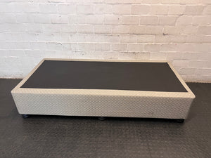 Grey Quilted Single Bed Base — Good Working Order – back view