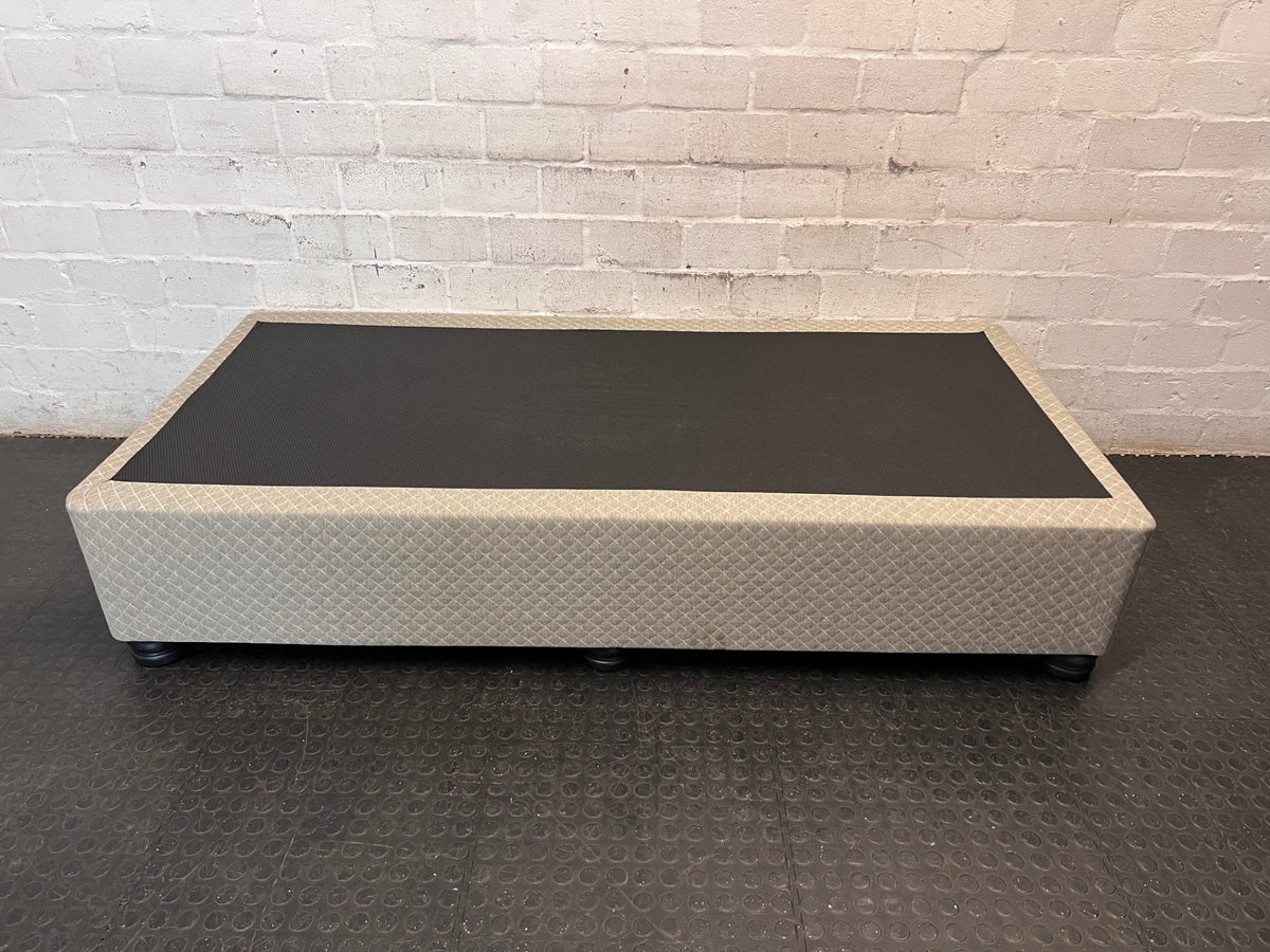 Grey Quilted Single Bed Base — Good Working Order – side view