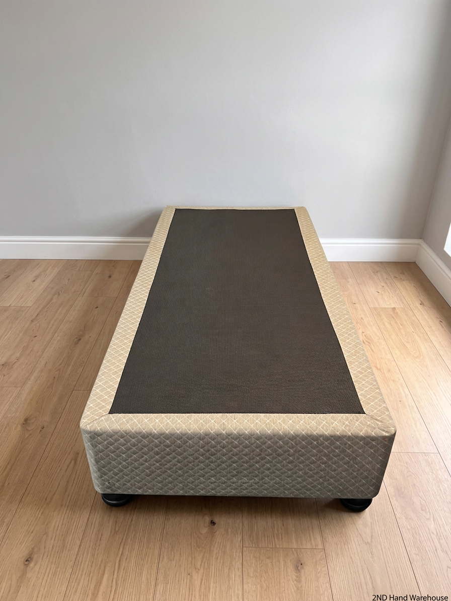 Grey Quilted Single Bed Base — Good Working Order – styled product image