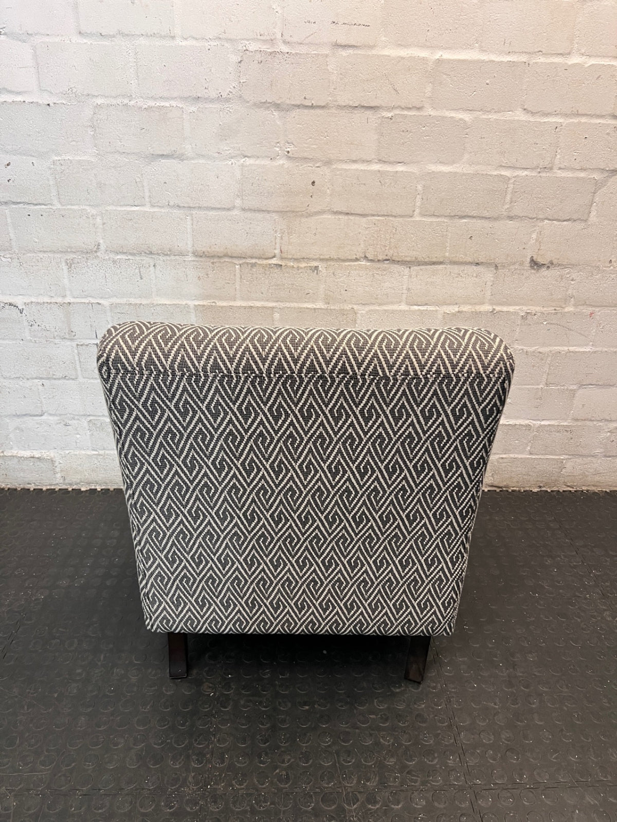 Coricraft Patterned Geometric Occasional Chair — Minor Squeak in One Chair – back view