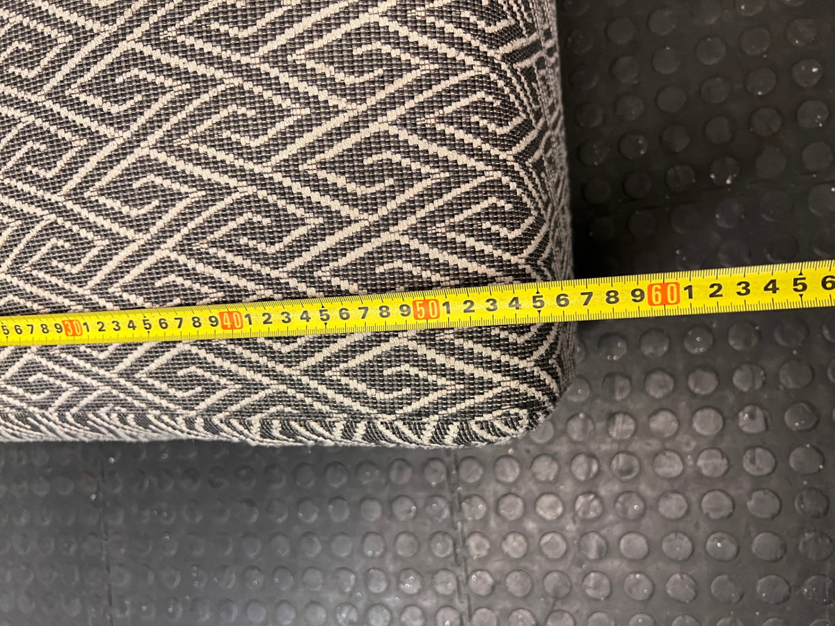 Coricraft Patterned Geometric Occasional Chair — Minor Squeak in One Chair – depth measurement