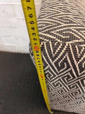 Coricraft Patterned Geometric Occasional Chair — Minor Squeak in One Chair – height measurement