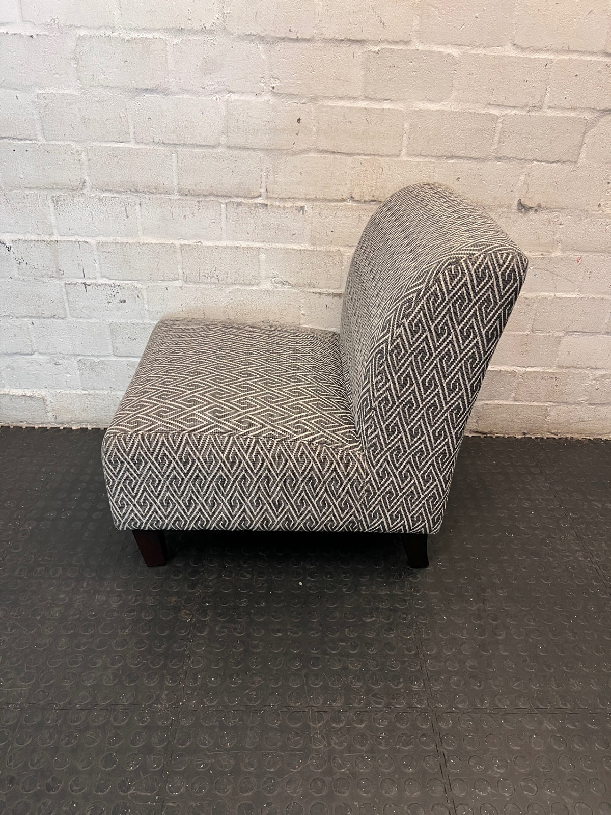 Coricraft Patterned Geometric Occasional Chair — Minor Squeak in One Chair – side view