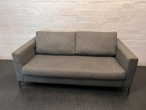 Coricraft Dark Grey 2 Seater Couch — Worn Fabric and Internal Squeak – top view