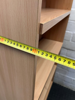 Tall Light Oak-Style 6-Tier Bookshelf – depth measurement