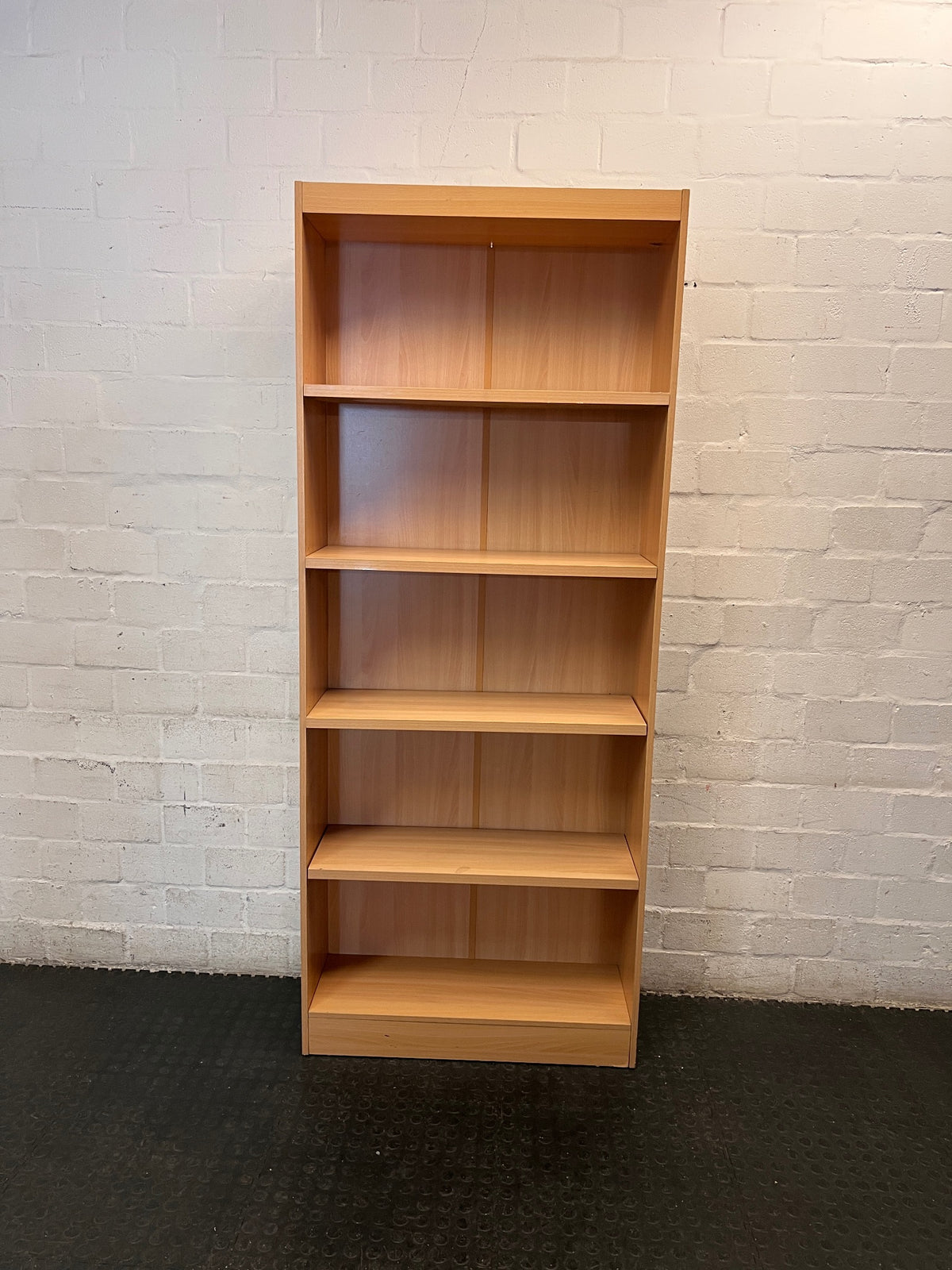 Tall Light Oak-Style 6-Tier Bookshelf – main front view