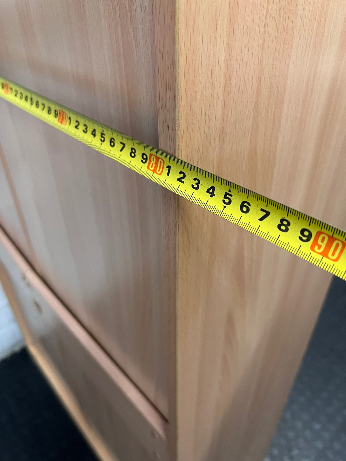 Tall Light Oak-Style 6-Tier Bookshelf – width measurement