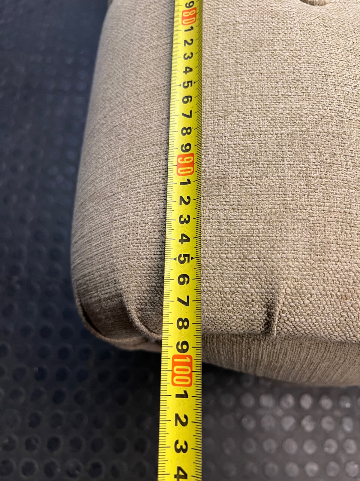 Classic Rolled Arm 2 Seater Couch in Grey — Good Condition – depth measurement