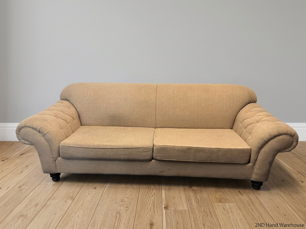 Classic Rolled Arm 2 Seater Couch in Grey — Good Condition – styled product image