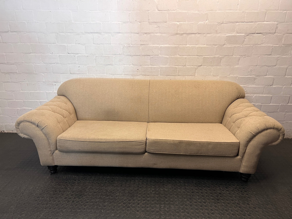 Classic Rolled Arm 2 Seater Couch in Grey — Good Condition – top view