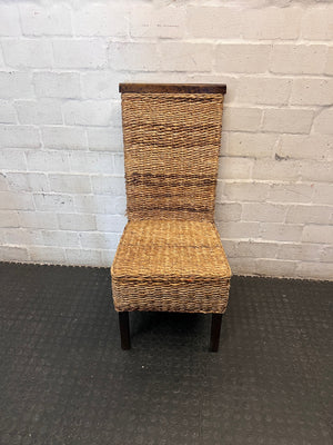 High-Back Woven Natural Fibre Dining Chair – main front view