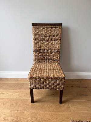High-Back Woven Natural Fibre Dining Chair – styled product image