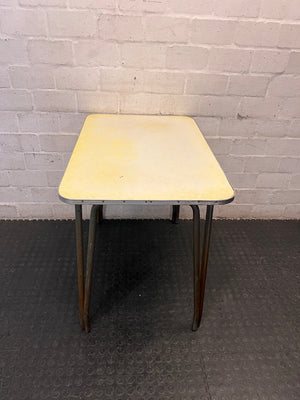 Vintage Formica Dining Table with Metal Legs — Well Used Formica Table – back view