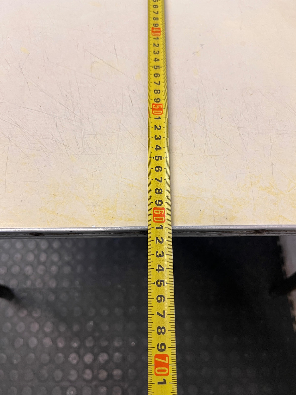 Vintage Formica Dining Table with Metal Legs — Well Used Formica Table – depth measurement
