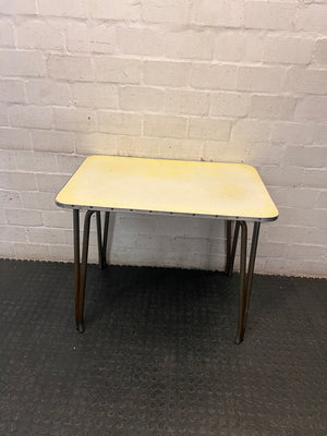 Vintage Formica Dining Table with Metal Legs — Well Used Formica Table – main front view