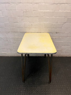 Vintage Formica Dining Table with Metal Legs — Well Used Formica Table – side view