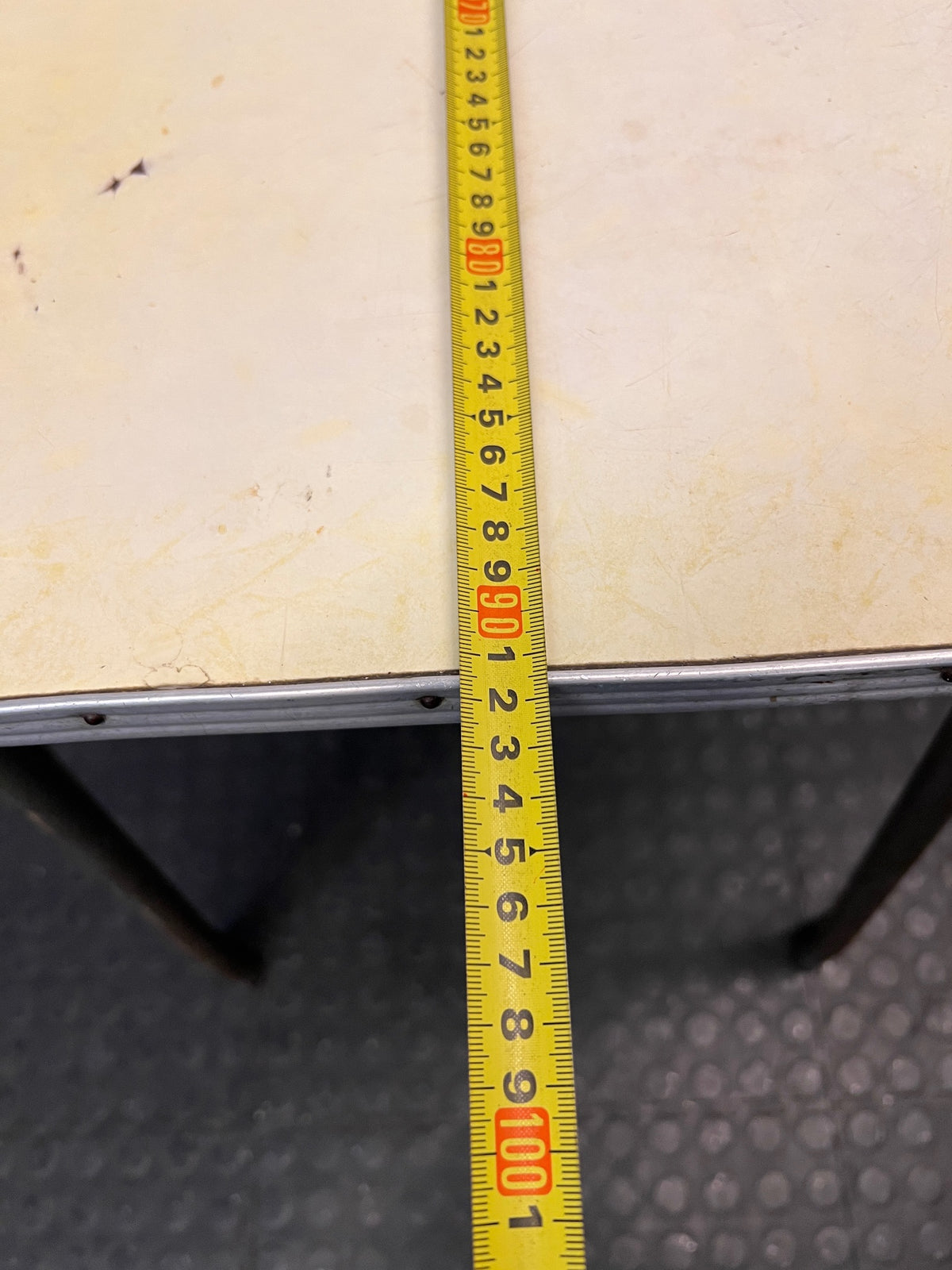 Vintage Formica Dining Table with Metal Legs — Well Used Formica Table – width measurement