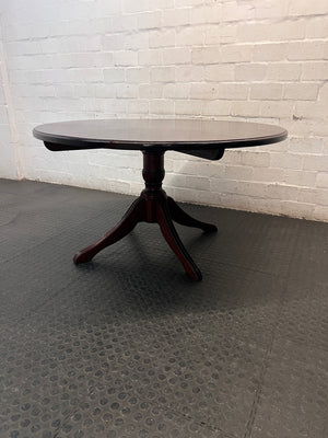 Round Wooden Pedestal Dining Table in Dark Brown — Clean and Well Maintained – condition detail