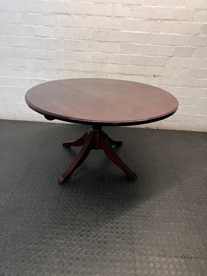 Round Wooden Pedestal Dining Table in Dark Brown — Clean and Well Maintained – main front view