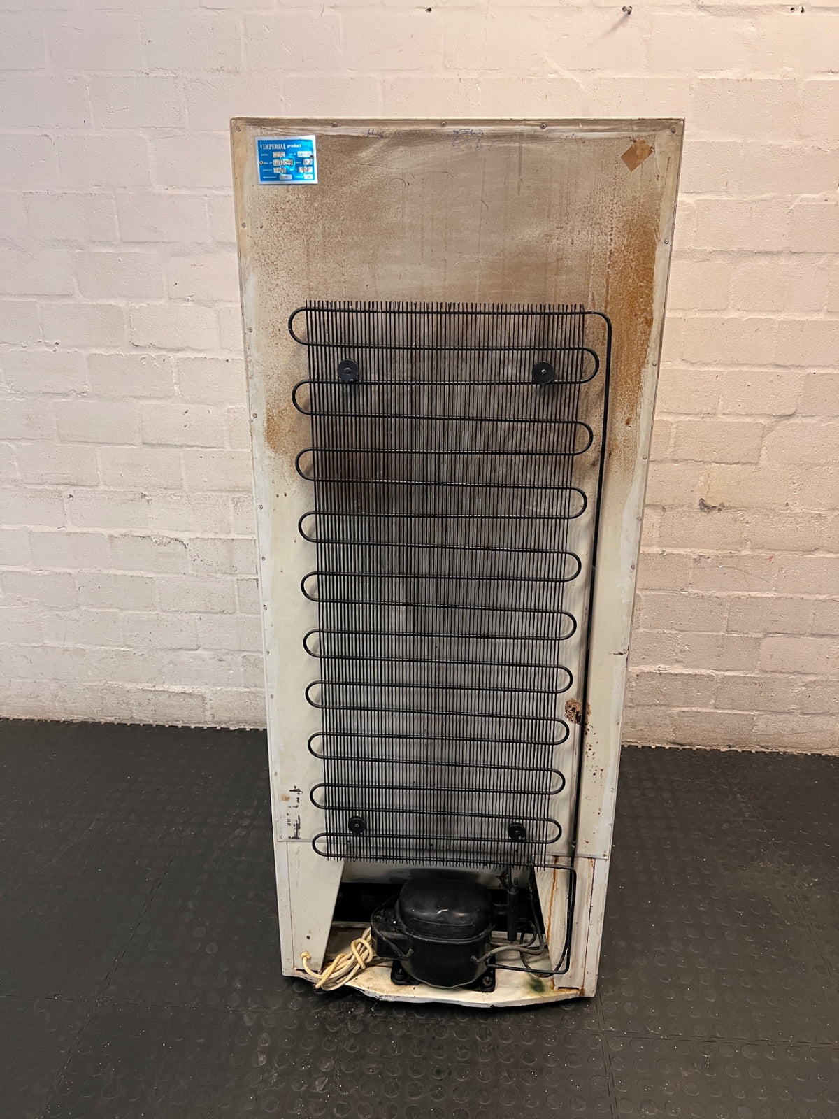 Imperial Retro Beige Mottled Fridge Freezer — Working with Loud Compressor Noise – back view