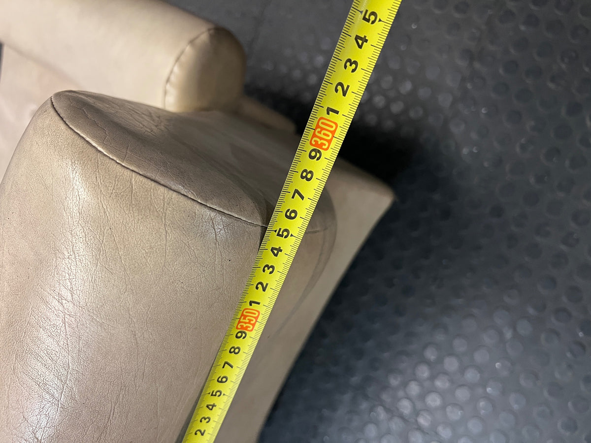 Beige L-Shape Curved Upholstered Corner Couch — Sagging Seats, Thin Padding, and Missing Buttons – width measurement