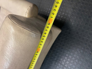 Beige L-Shape Curved Upholstered Corner Couch — Sagging Seats, Thin Padding, and Missing Buttons – width measurement