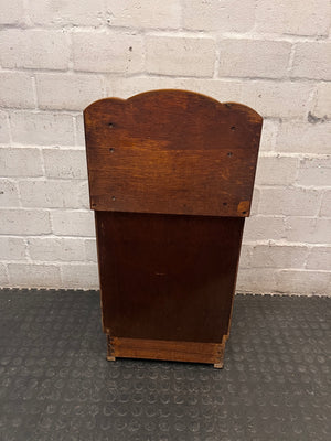 Vintage-Style Wooden Bedside Pedestal with Glass Tops — Fair Used Condition – back view