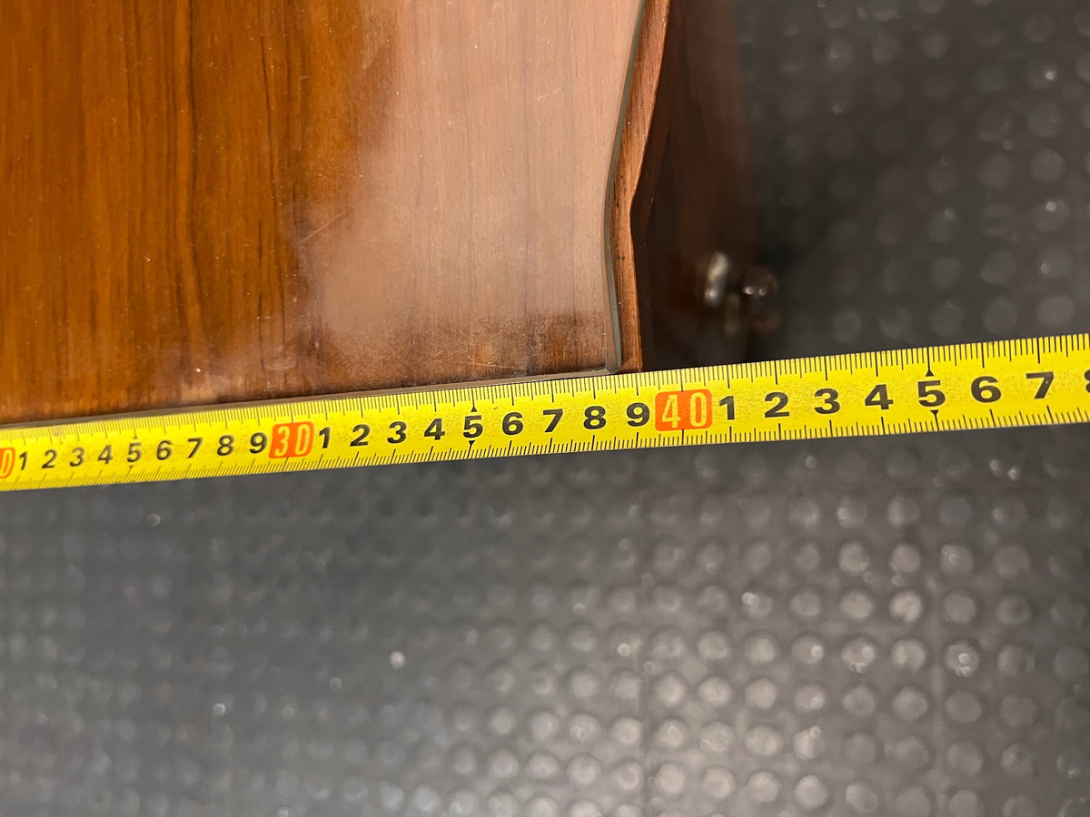 Vintage-Style Wooden Bedside Pedestal with Glass Tops — Fair Used Condition – depth measurement