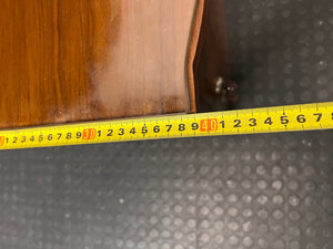 Vintage-Style Wooden Bedside Pedestal with Glass Tops — Fair Used Condition – depth measurement