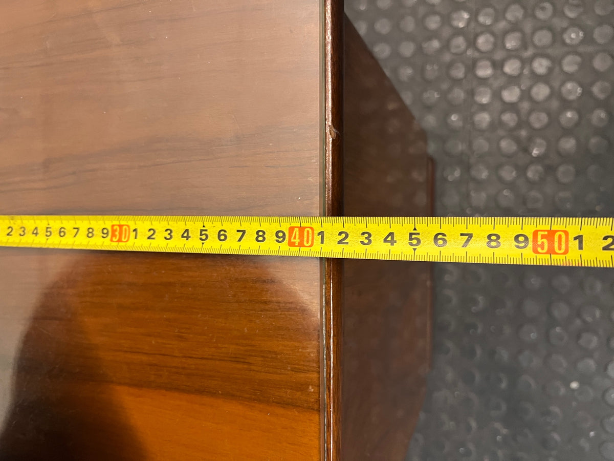 Vintage-Style Wooden Bedside Pedestal with Glass Tops — Fair Used Condition – width measurement