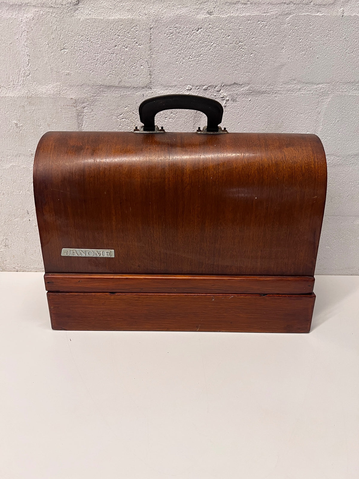 Vintage Janome 366 Sewing Machine with Wood Base — Good Working Order – top view
