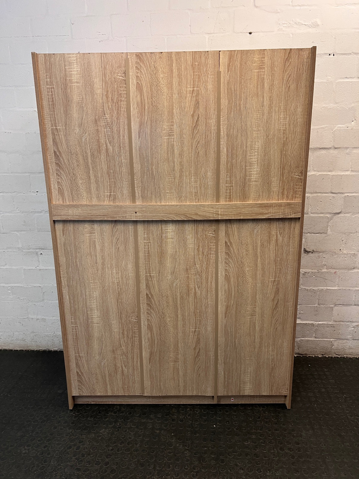 Modern Light Oak Finish Three-Door Wardrobe — Good Condition – back view