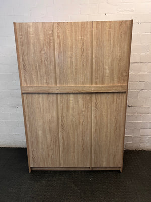 Modern Light Oak Finish Three-Door Wardrobe — Good Condition – back view