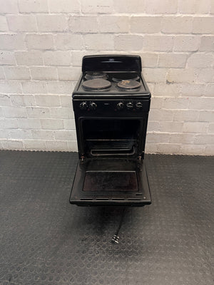 Defy Compact 3 Black Electric Freestanding Stove — Non-Functional Plate and Loose Oven Door – main front view