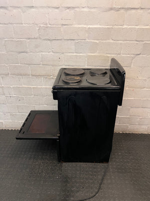 Defy Compact 3 Black Electric Freestanding Stove — Non-Functional Plate and Loose Oven Door – side view
