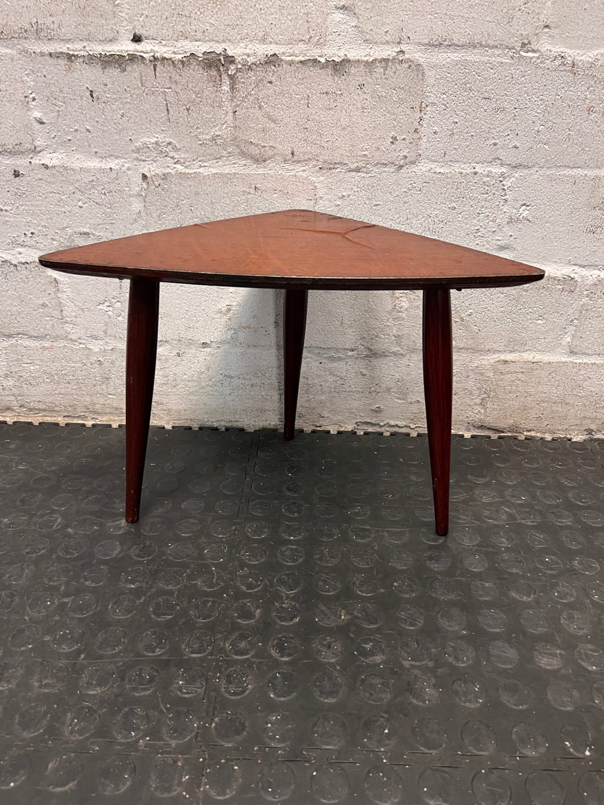 Triangular Wooden Side Table with Tapered Legs – main front view