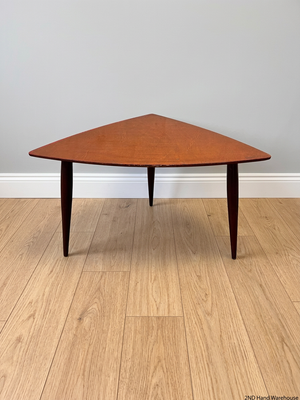 Triangular Wooden Side Table with Tapered Legs — Well Used Condition – styled product image