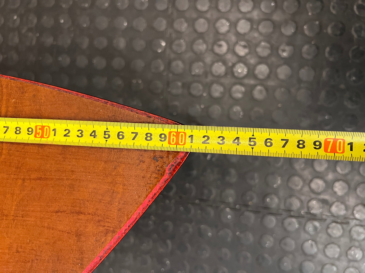 Triangular Wooden Side Table with Tapered Legs — Well Used Condition – width measurement