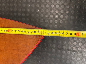 Triangular Wooden Side Table with Tapered Legs — Well Used Condition – width measurement