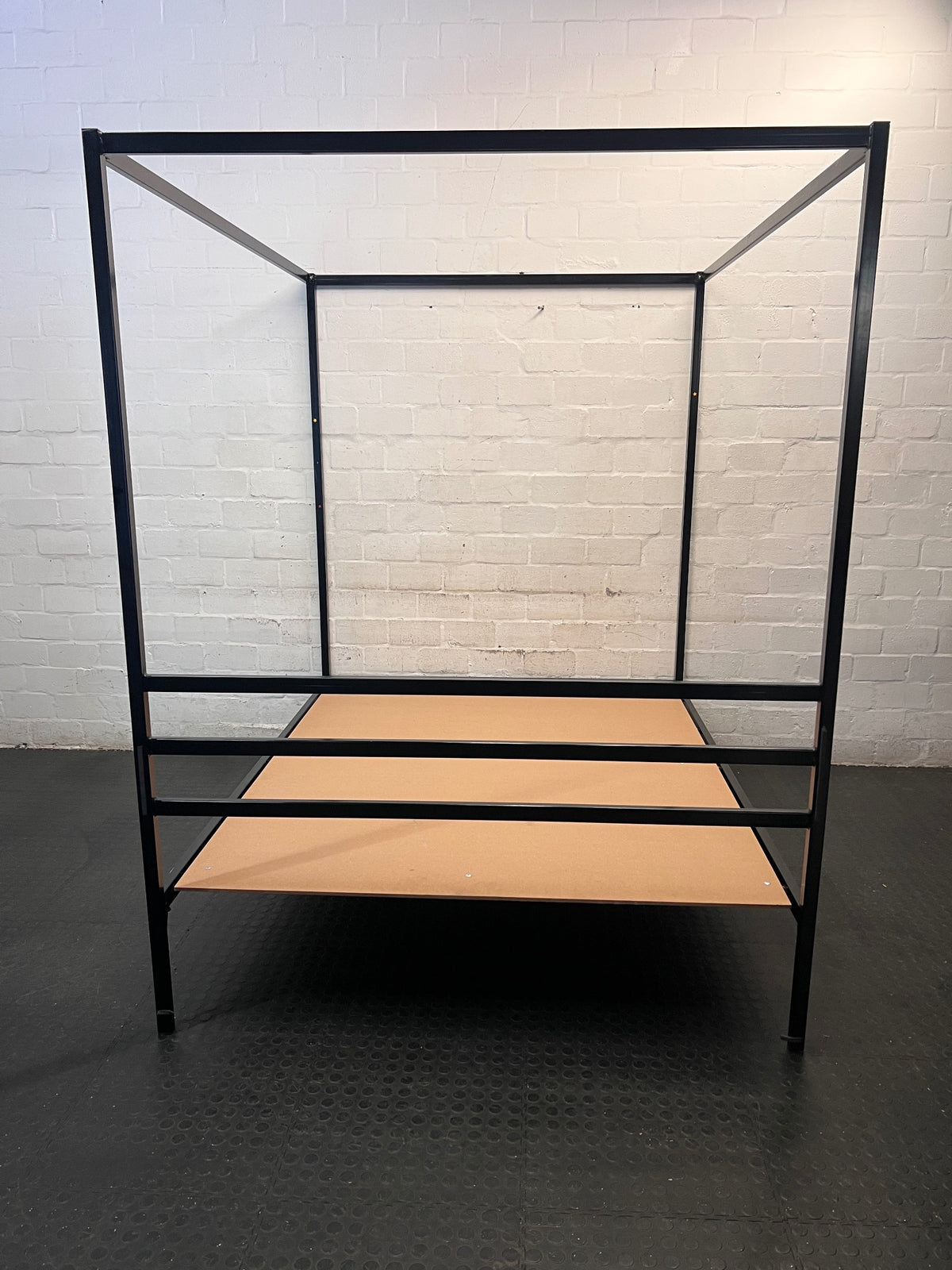 Black Metal Four Poster Queen Bed Frame — Well Used Condition – condition detail