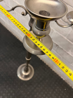 Tall Five-Arm Silver Floor Candelabra — Fair Condition with Surface Wear – depth measurement