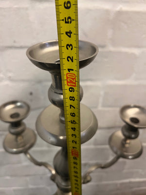 Tall Five-Arm Silver Floor Candelabra — Fair Condition with Surface Wear – height measurement