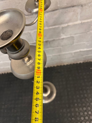 Tall Five-Arm Silver Floor Candelabra — Fair Condition with Surface Wear – width measurement