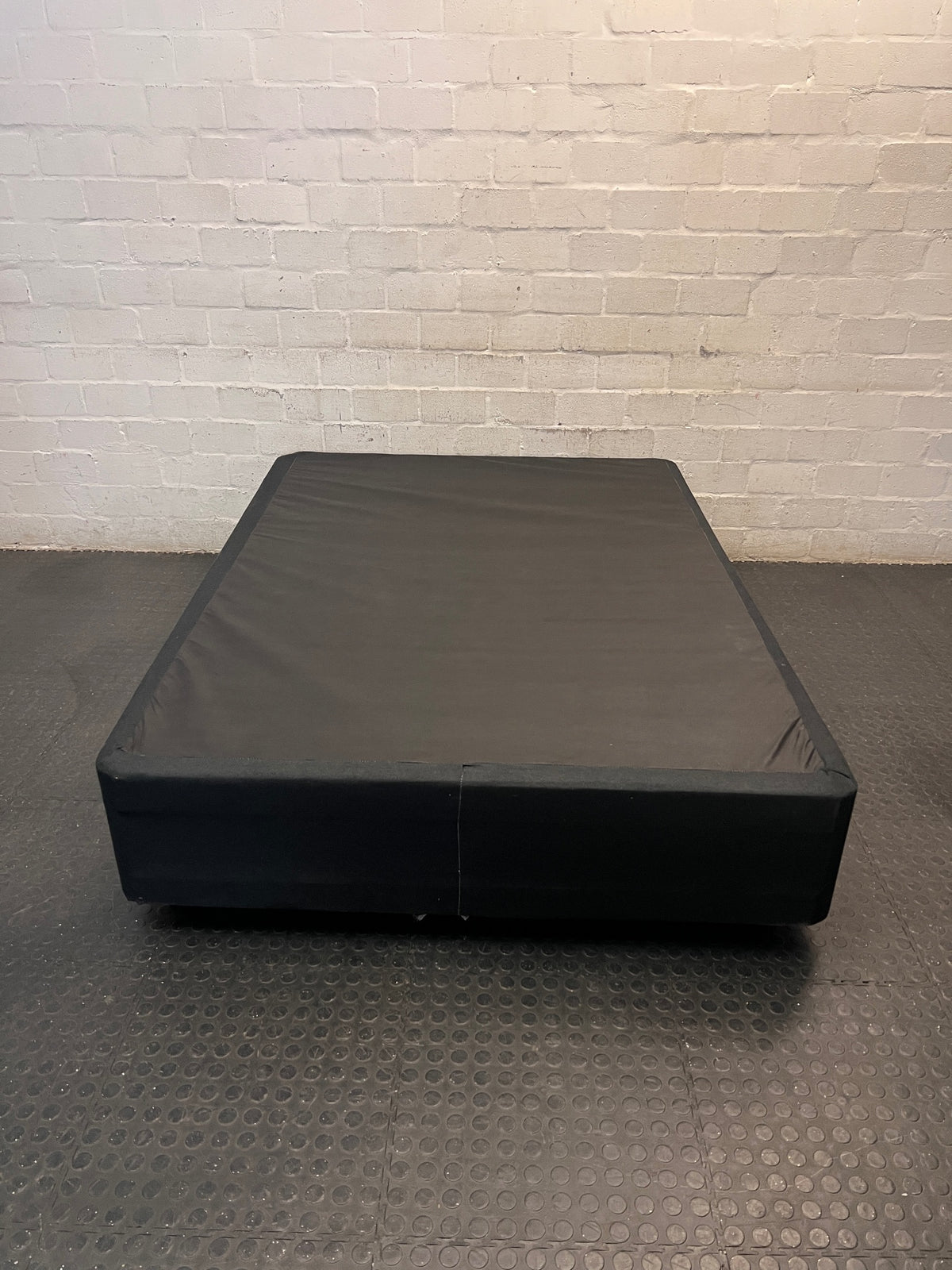 Black Fabric Upholstered Double Bed Base — Well Used Bed Base – condition detail