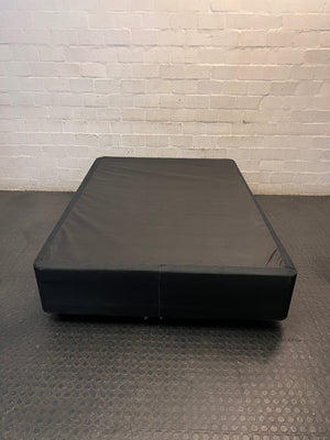 Black Fabric Upholstered Double Bed Base — Well Used Bed Base – condition detail