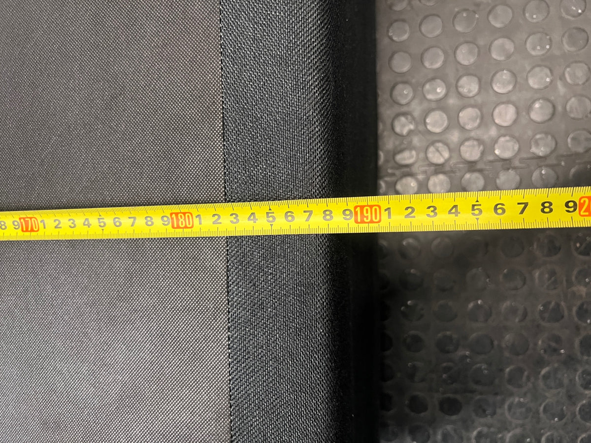 Black Fabric Upholstered Double Bed Base — Well Used Bed Base – depth measurement